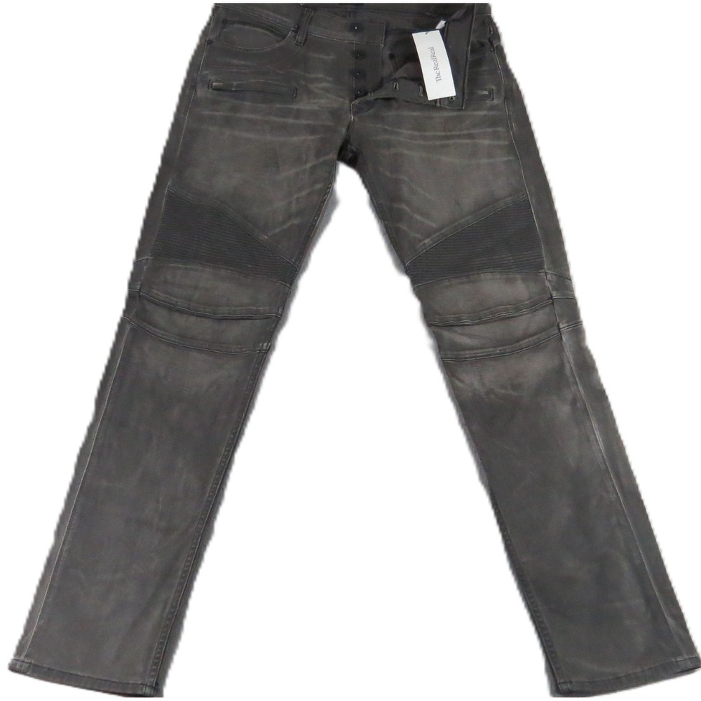 Hudson Blinder Biker Jeans Men 36x33 Gray Distressed Coated Moto Ribbed Skinny